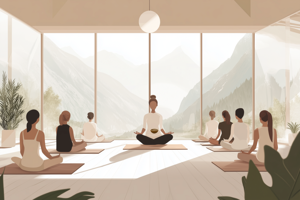 johnechka_A_minimalist_artwork_of_a_spiritual_retreat_with_wome_2850a54c-9ee4-4395-bad0-db811632ea00